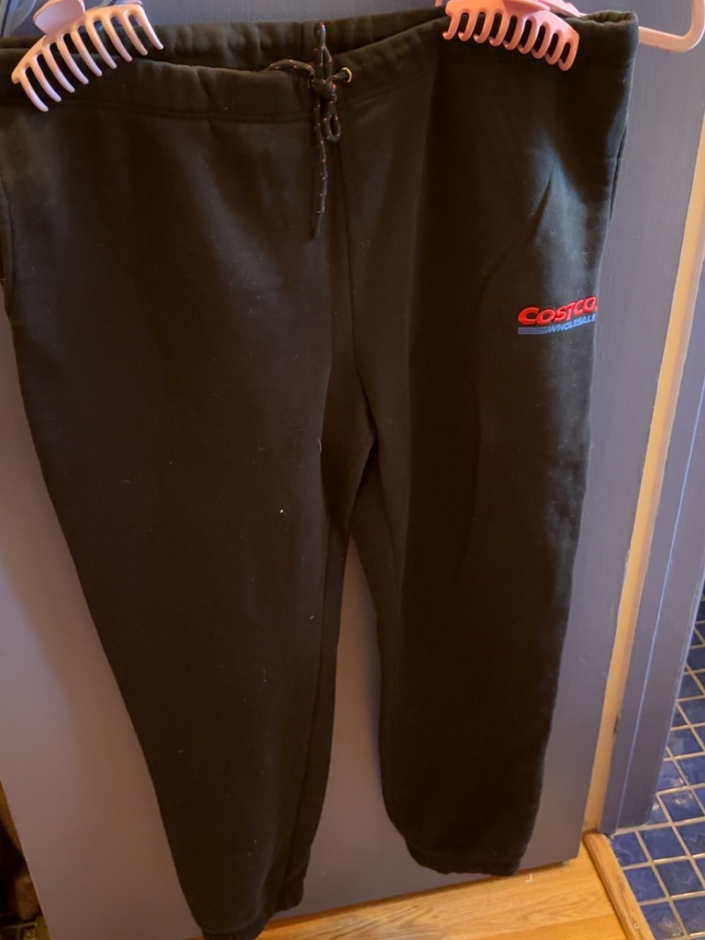 Kirkland Signature Black Track Joggers with Red Logo